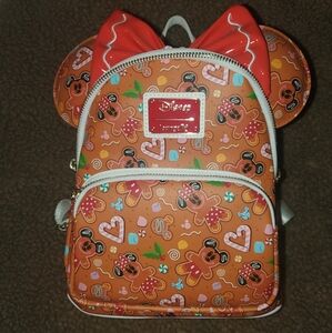 NWT Disney Mickey Minnie Christmas Gingerbread Loungefly Backpack with EARS